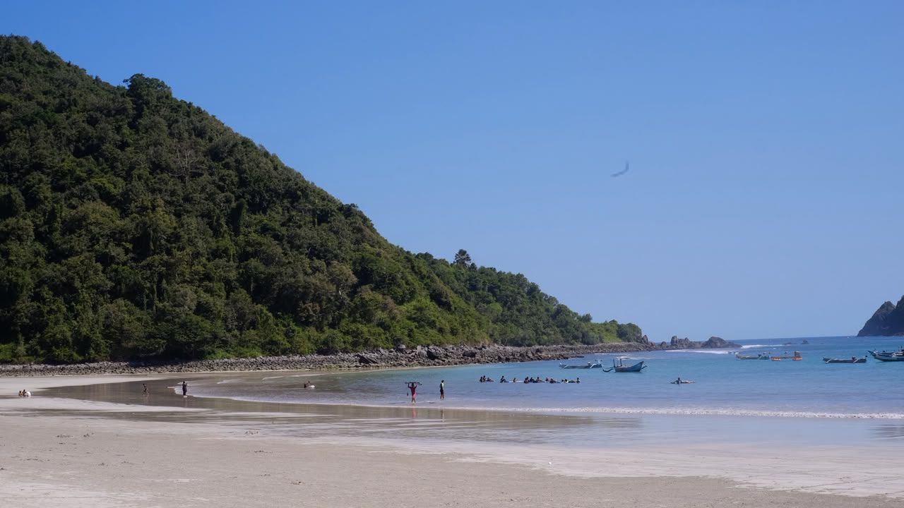 Scenic cove and headland at a Lombok surf spot